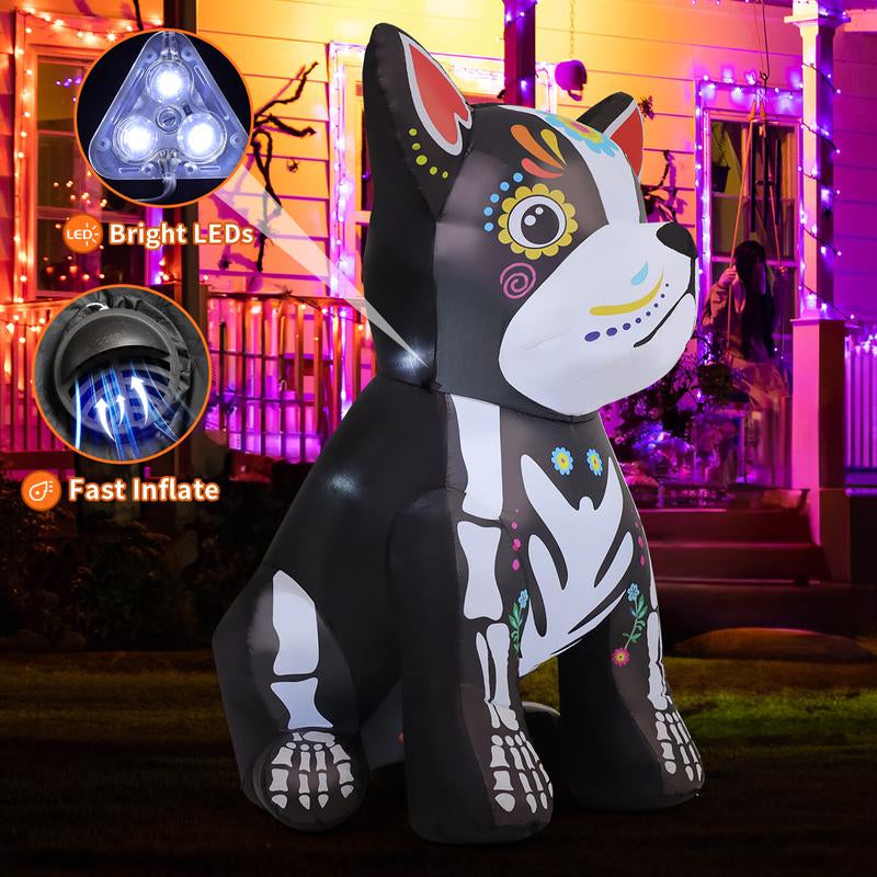 5 ft LED Day of the dead dog inflatable outdoor decoration