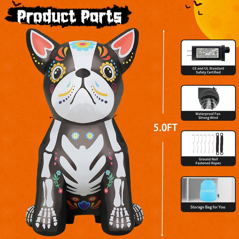 5 ft LED Day of the dead dog inflatable outdoor decoration